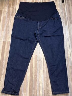 Maternity Jeans with Black Stretch Waistband Dark Blue Women’s Plus Size XXL